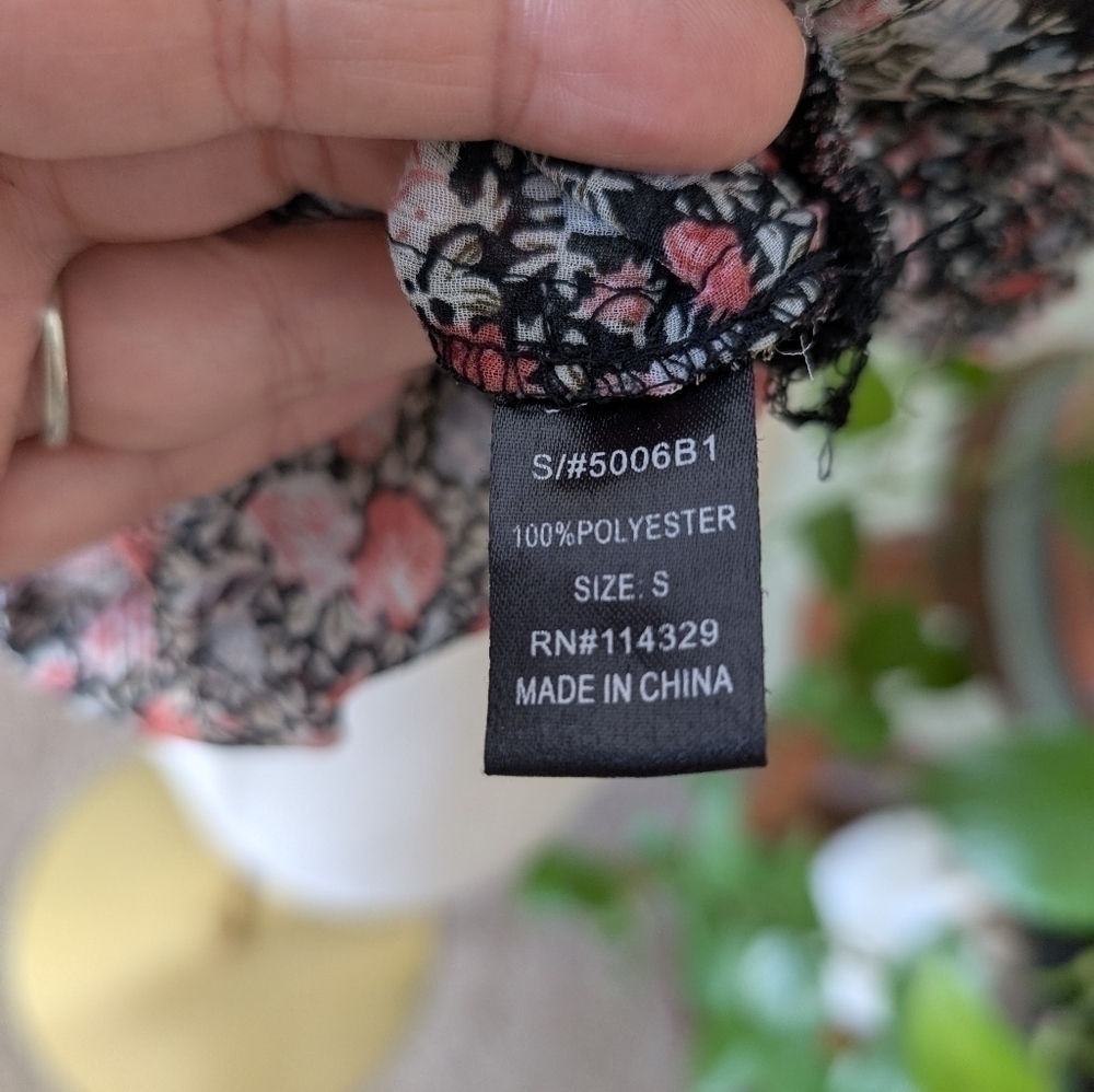 Poetry Women's Size Small Multicolor Ditsy Florals Boho Peasant Blouse - Picture 9 of 14